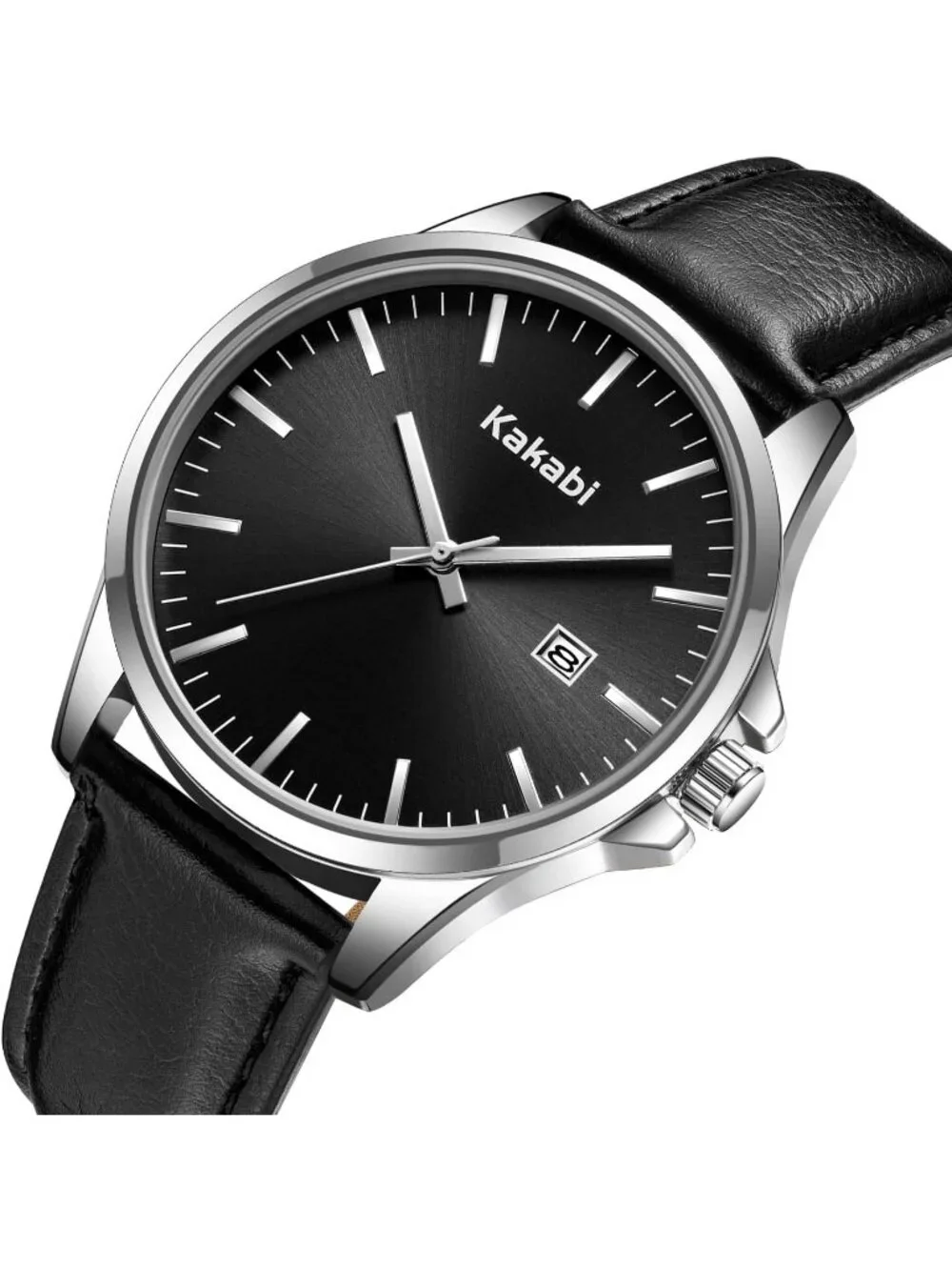 Men's Black Analog Quartz Minimalist Leather Strap Classic Waterproof Watch